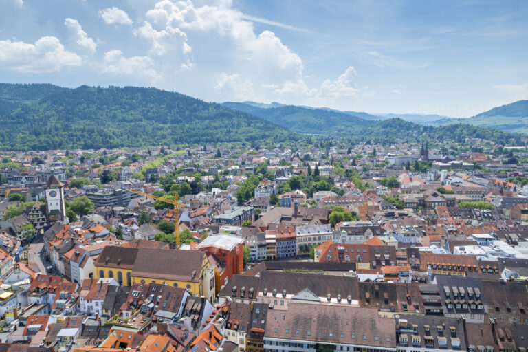 an aerial view over Freiburg